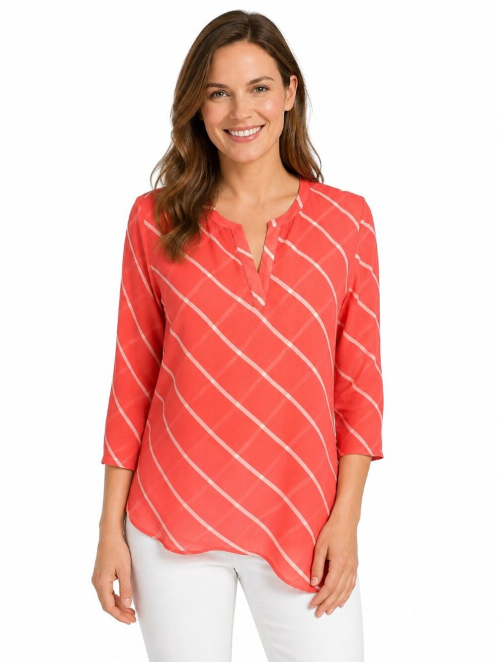 Chico's Chiffon Tunic Size 12 Pink LW Flowy - Picture 1 of 14